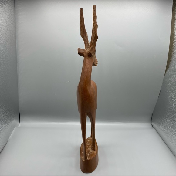 Vintage Wooden Carved Antelope Gazelle Standing 12” Tall Ornament Home Decor - Picture 7 of 8